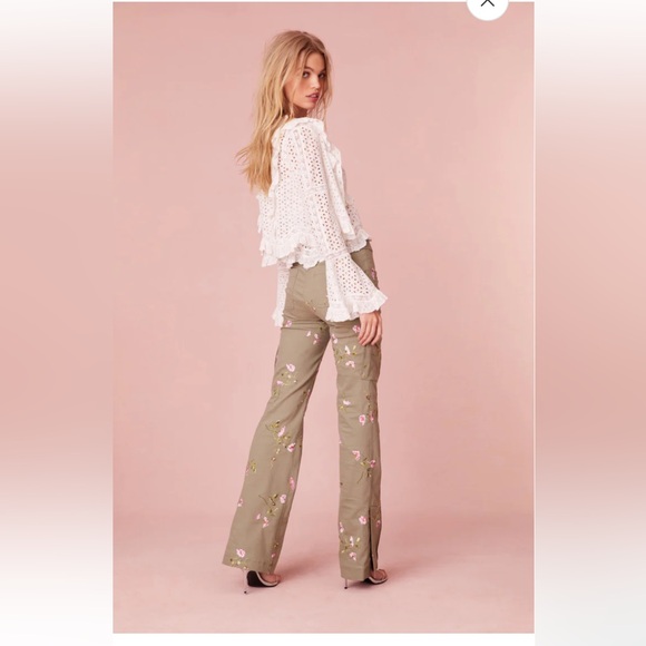 EUC LOVESHACKFANCY Atworth Pant in Olive Green - Picture 4 of 7